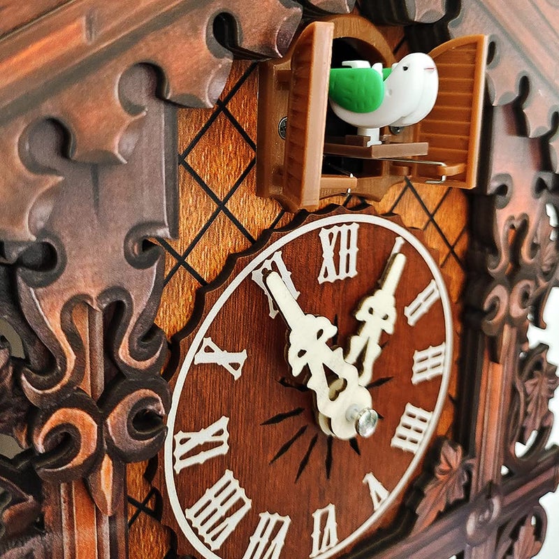 JoonieHouse Traditional Black Forest Cuckoo Clock, Newly Wood Coo Coo Clock Decorative Wall Clock with Pendulum and Chiming Function - Perfect Wall Clocks for Home Livingroom Decor - Image 4
